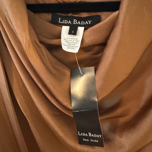 Lida Baday Brownish silk  Cowl Neck Top - Picture 3 of 6